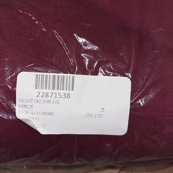 7 For All Mankind High Waist Ankle Skinny Jeans in Merlot 25 - Picture 5 of 6